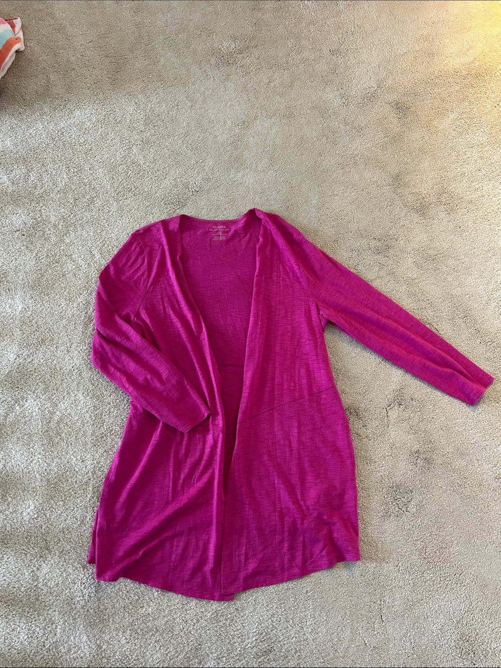 Chico's Bright Fuchsia Open-Front Cardigan